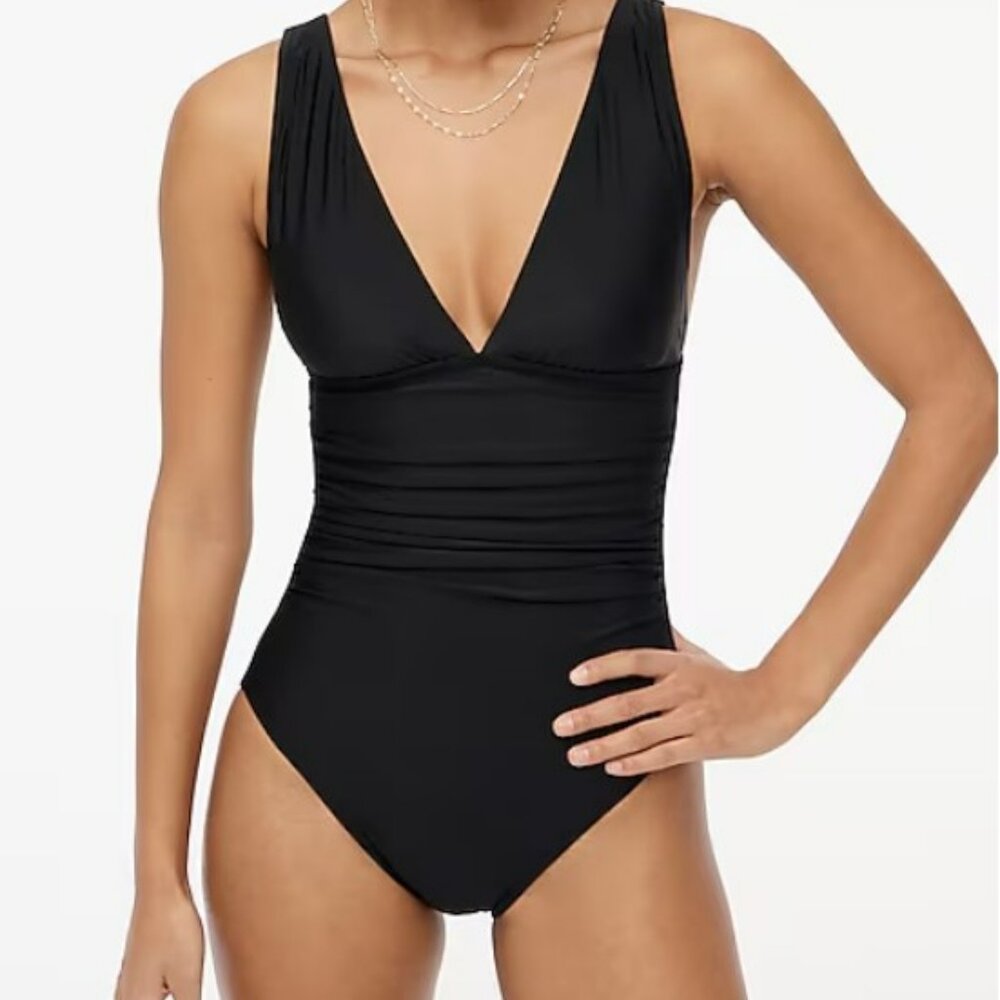 NWT J. Crew V-neck Ruched One Piece Swimsuit XS